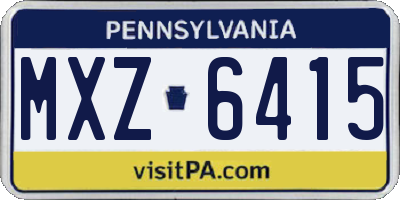 PA license plate MXZ6415