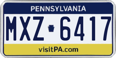 PA license plate MXZ6417