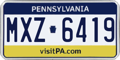 PA license plate MXZ6419