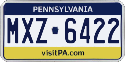 PA license plate MXZ6422