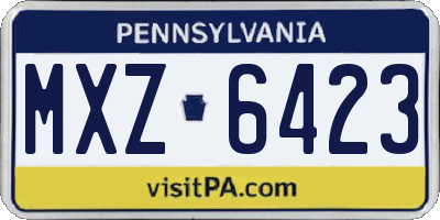 PA license plate MXZ6423
