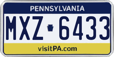 PA license plate MXZ6433