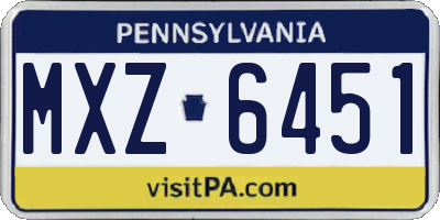 PA license plate MXZ6451