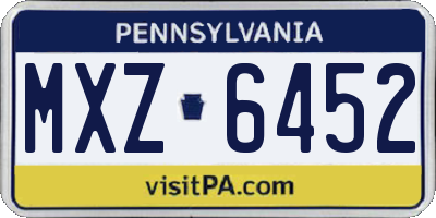 PA license plate MXZ6452