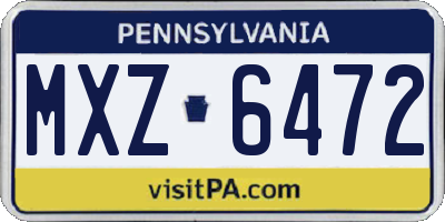 PA license plate MXZ6472