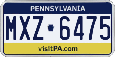 PA license plate MXZ6475