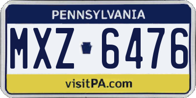 PA license plate MXZ6476
