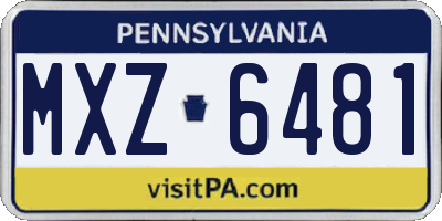 PA license plate MXZ6481