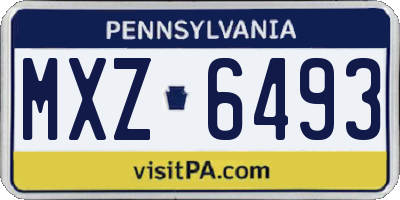 PA license plate MXZ6493