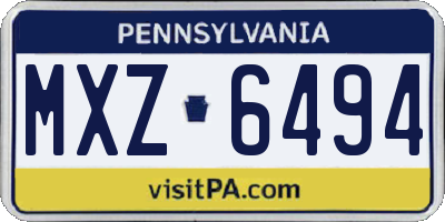 PA license plate MXZ6494