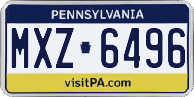 PA license plate MXZ6496