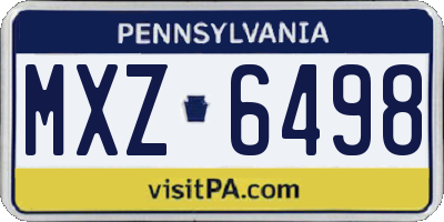 PA license plate MXZ6498