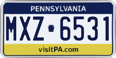 PA license plate MXZ6531
