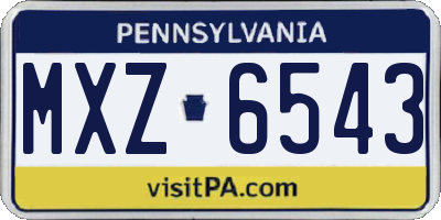 PA license plate MXZ6543