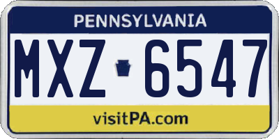 PA license plate MXZ6547