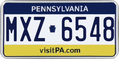 PA license plate MXZ6548