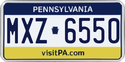 PA license plate MXZ6550