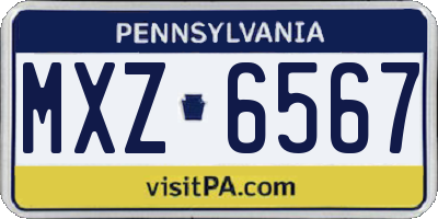 PA license plate MXZ6567