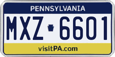 PA license plate MXZ6601