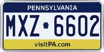 PA license plate MXZ6602