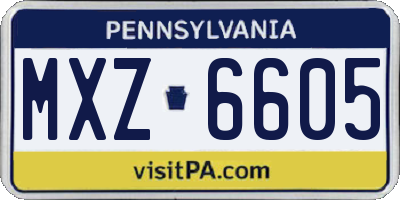 PA license plate MXZ6605