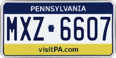 PA license plate MXZ6607