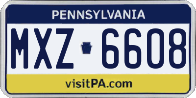 PA license plate MXZ6608