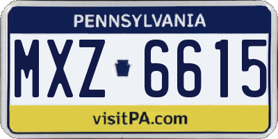 PA license plate MXZ6615