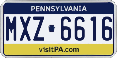 PA license plate MXZ6616