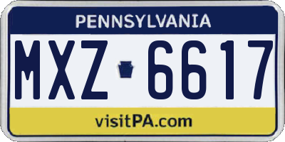 PA license plate MXZ6617