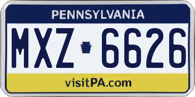 PA license plate MXZ6626