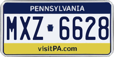 PA license plate MXZ6628