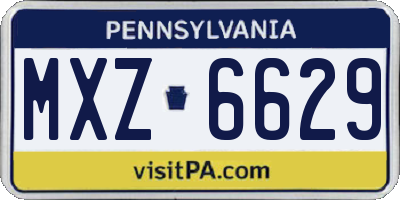 PA license plate MXZ6629