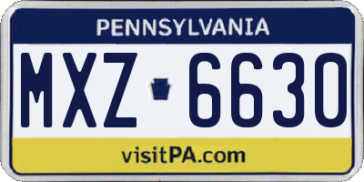 PA license plate MXZ6630