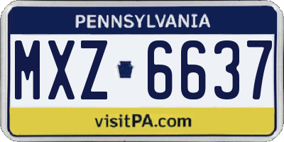 PA license plate MXZ6637