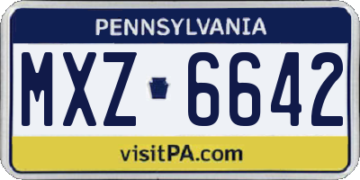 PA license plate MXZ6642