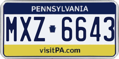 PA license plate MXZ6643