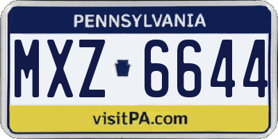 PA license plate MXZ6644