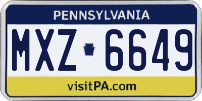 PA license plate MXZ6649