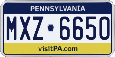 PA license plate MXZ6650