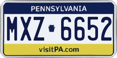 PA license plate MXZ6652