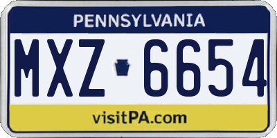 PA license plate MXZ6654