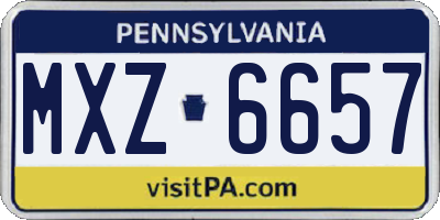 PA license plate MXZ6657