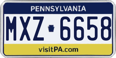 PA license plate MXZ6658