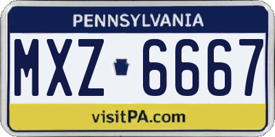 PA license plate MXZ6667