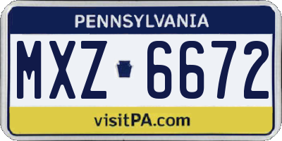 PA license plate MXZ6672