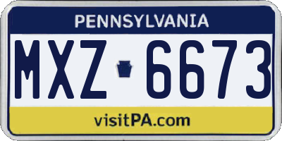 PA license plate MXZ6673