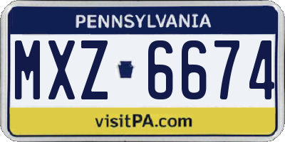 PA license plate MXZ6674