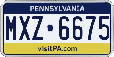 PA license plate MXZ6675