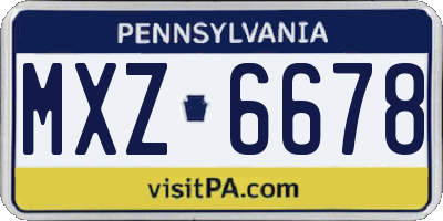 PA license plate MXZ6678